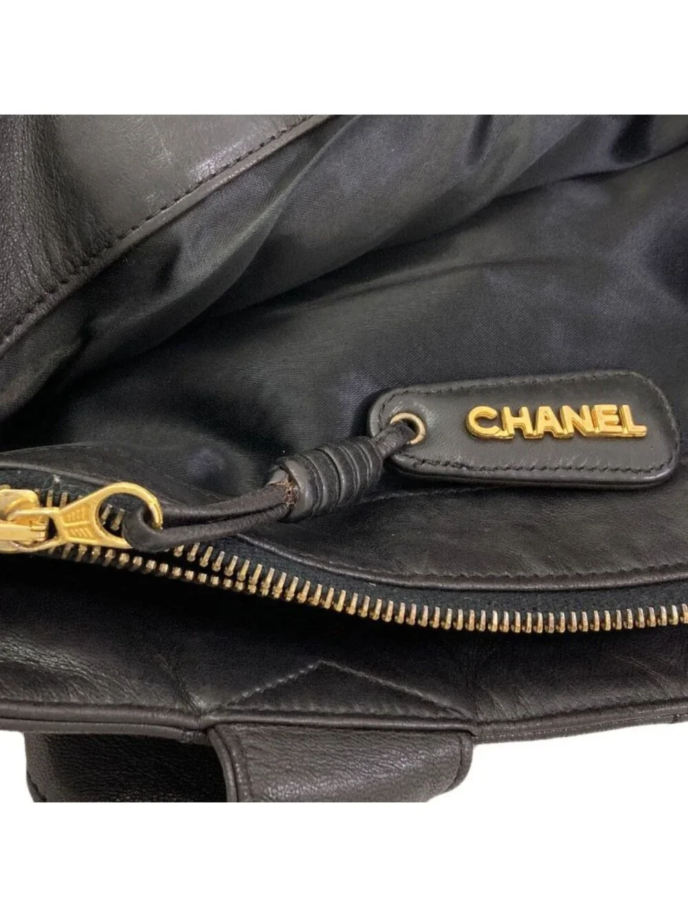 Chanel Quilted Gold Tote Bag Lambskin